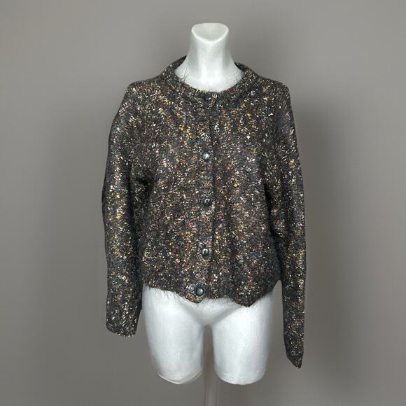 Vintage Paul Et Duffier Mohair Wool Blend Cardigan Large Art to Wear Texture 80s - Picture 2 of 13